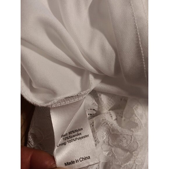 Allegra K Women M White Elegant Floral Lace Dress  Business Cocktail Wedding NWT - Picture 8 of 8